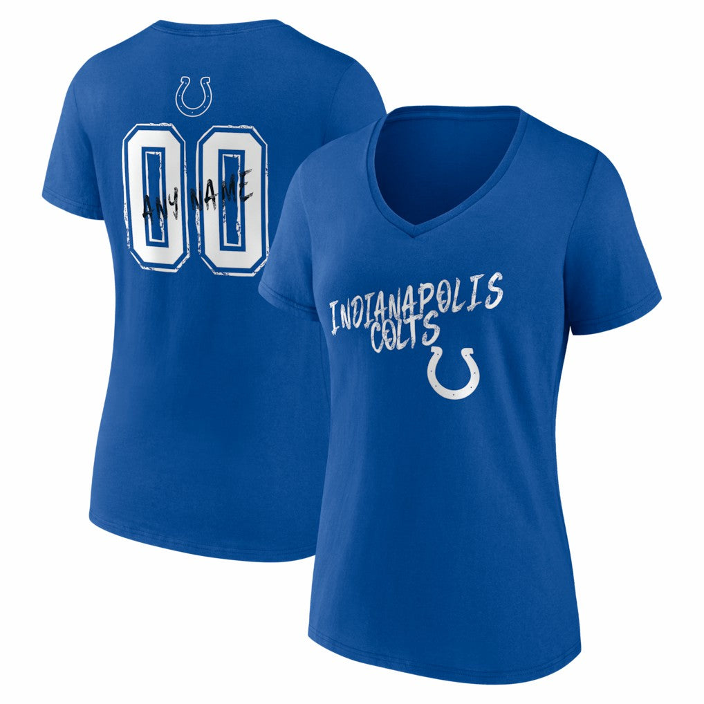 Indianapolis Colts Women's Hustle Personalized Name & Number V-Neck T-Shirt Royal | NFL