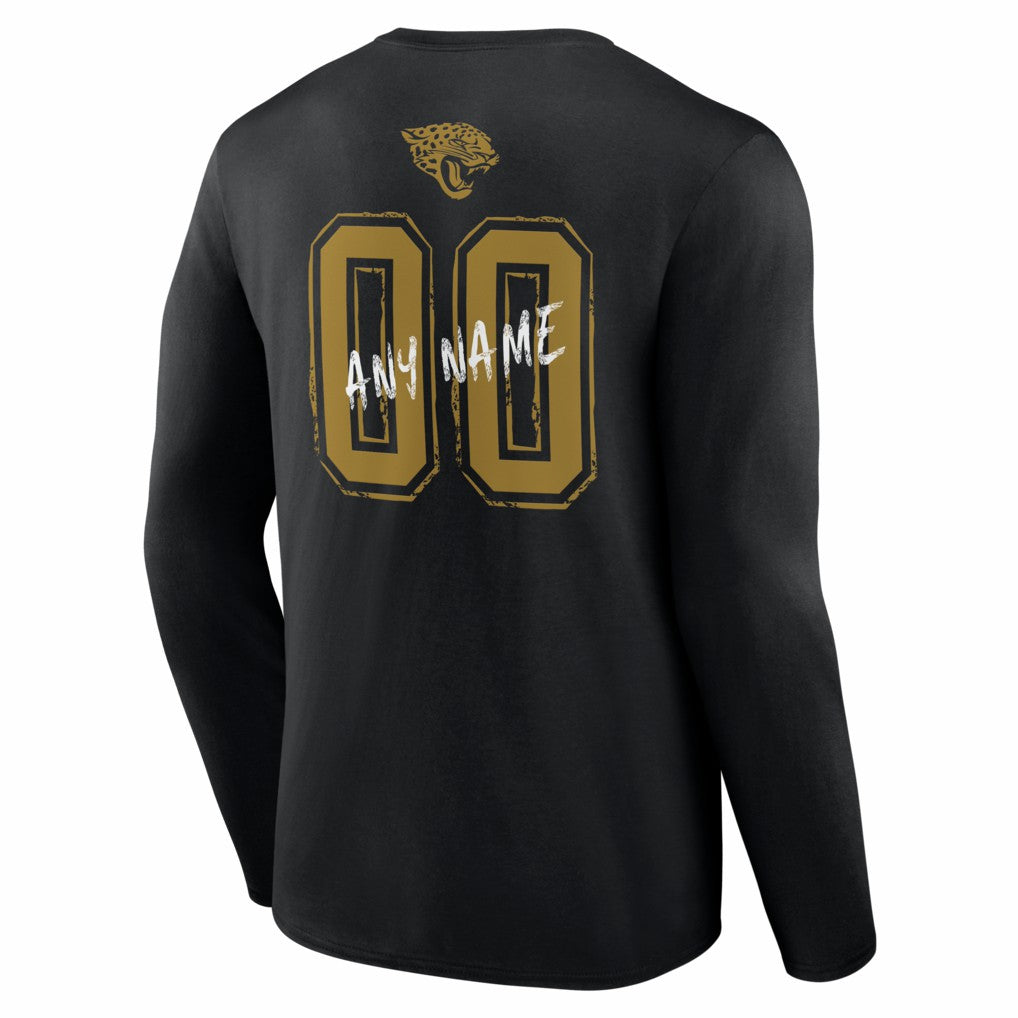 Jacksonville Jaguars Hustle Personalized Name & Number Long Sleeve T-Shirt Black | NFL