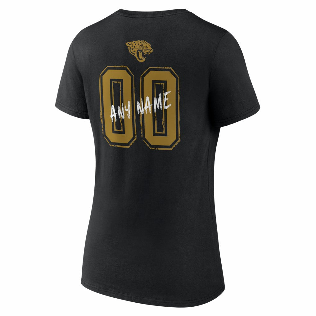 Jacksonville Jaguars Women's Hustle Personalized Name & Number V-Neck T-Shirt Black | NFL