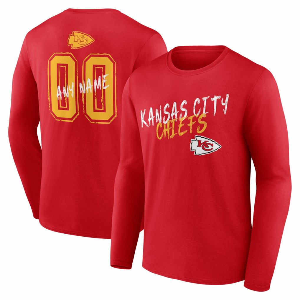 Kansas City Chiefs Hustle Personalized Name & Number Long Sleeve T-Shirt Red | NFL