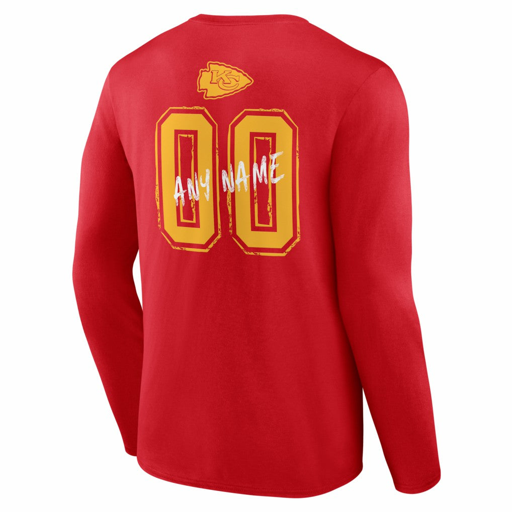 Kansas City Chiefs Hustle Personalized Name & Number Long Sleeve T-Shirt Red | NFL