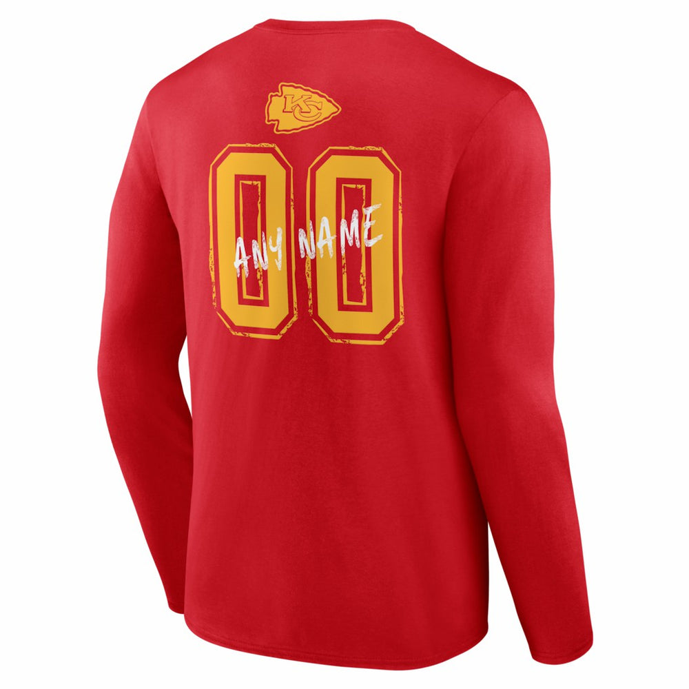 Kansas City Chiefs Hustle Personalized Name & Number Long Sleeve T-Shirt Red | NFL