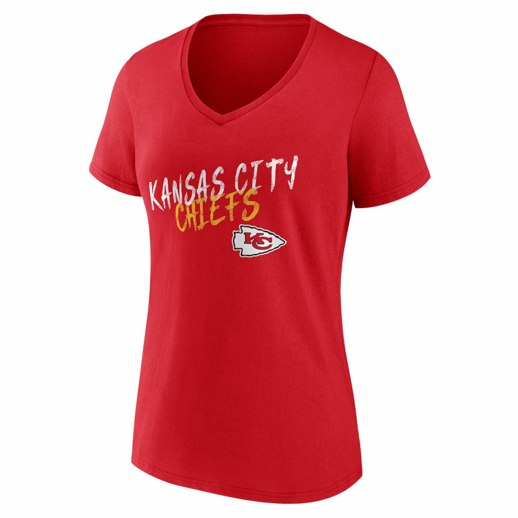 Kansas City Chiefs Women's Hustle Personalized Name & Number V-Neck T-Shirt Red | NFL