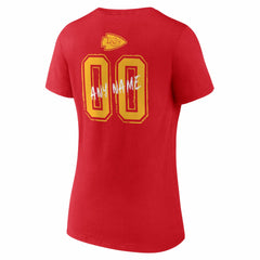 Kansas City Chiefs Women's Hustle Personalized Name & Number V-Neck T-Shirt Red | NFL