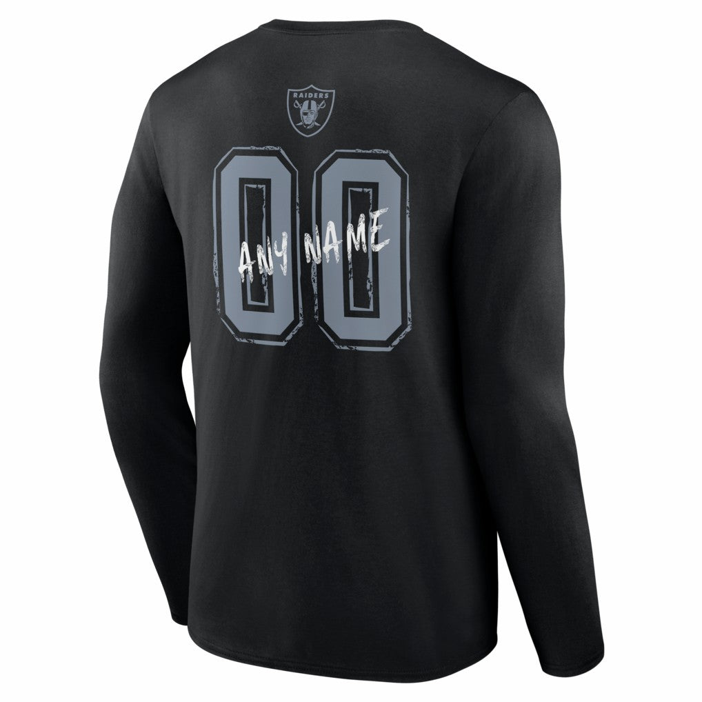 Las Vegas Raiders Hustle Personalized Name & Number Long Sleeve T-Shirt Black | NFL