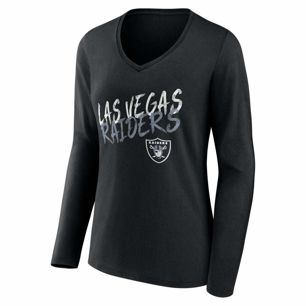 Las Vegas Raiders Women's Hustle Personalized Name & Number Long Sleeve V-Neck T-Shirt Black | NFL