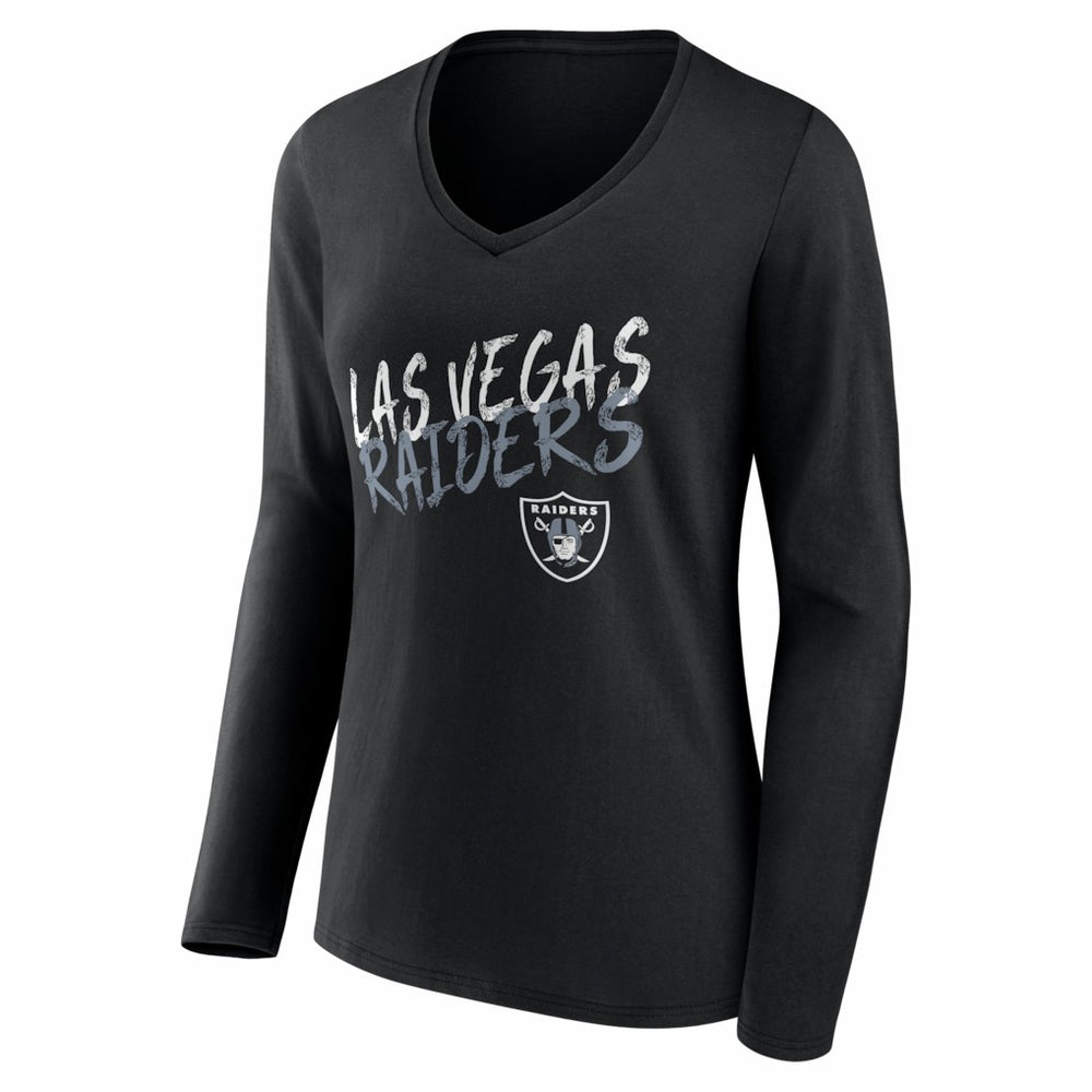 Las Vegas Raiders Women's Hustle Personalized Name & Number Long Sleeve V-Neck T-Shirt Black | NFL