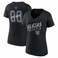 Las Vegas Raiders Women's Hustle Personalized Name & Number V-Neck T-Shirt Black | NFL