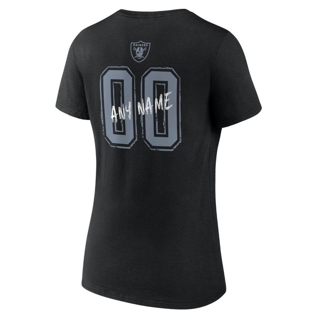 Las Vegas Raiders Women's Hustle Personalized Name & Number V-Neck T-Shirt Black | NFL