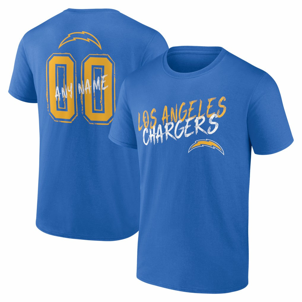 Los Angeles Chargers Hustle Personalized Name & Number T-Shirt Powder Blue | NFL