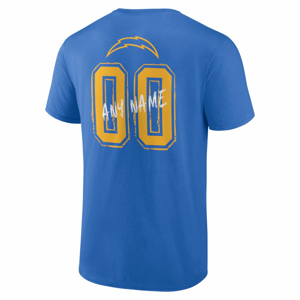 Los Angeles Chargers Hustle Personalized Name & Number T-Shirt Powder Blue | NFL