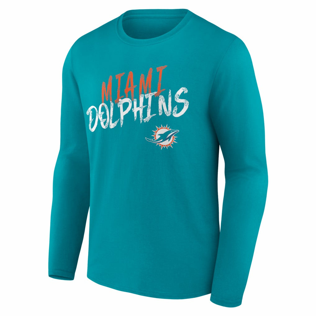 Miami Dolphins Hustle Personalized Name & Number Long Sleeve T-Shirt Aqua | NFL