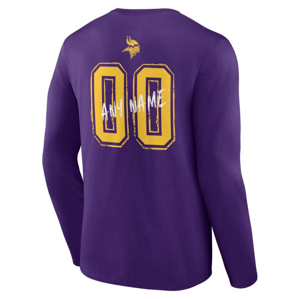 Minnesota Vikings Hustle Personalized Name & Number Long Sleeve T-Shirt Purple | NFL
