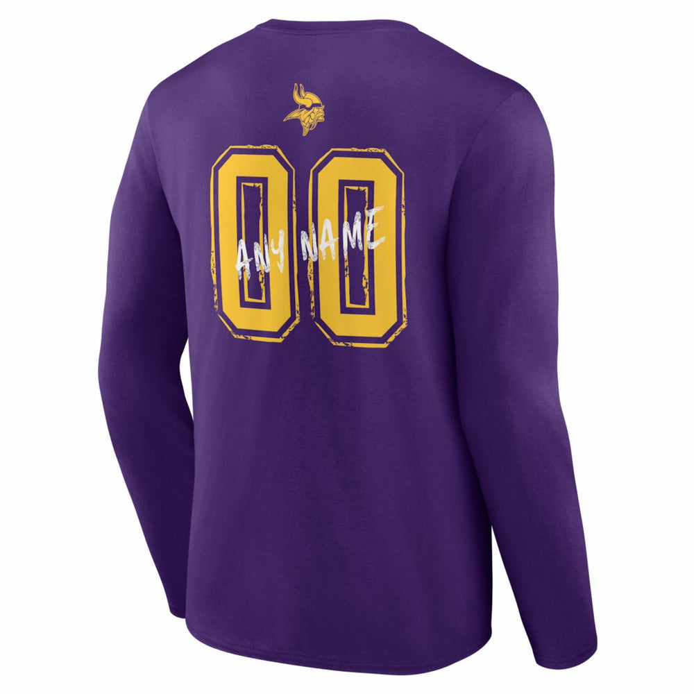 Minnesota Vikings Hustle Personalized Name & Number Long Sleeve T-Shirt Purple | NFL