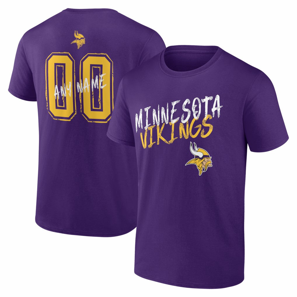 Minnesota Vikings Hustle Personalized Name & Number T-Shirt Purple | NFL