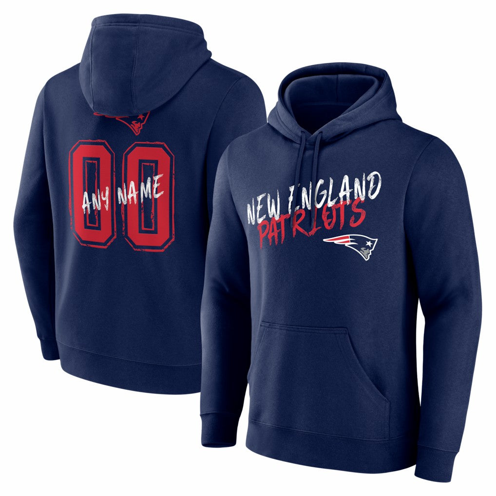 New England Patriots Hustle Personalized Name & Number Hoodie Navy | NFL