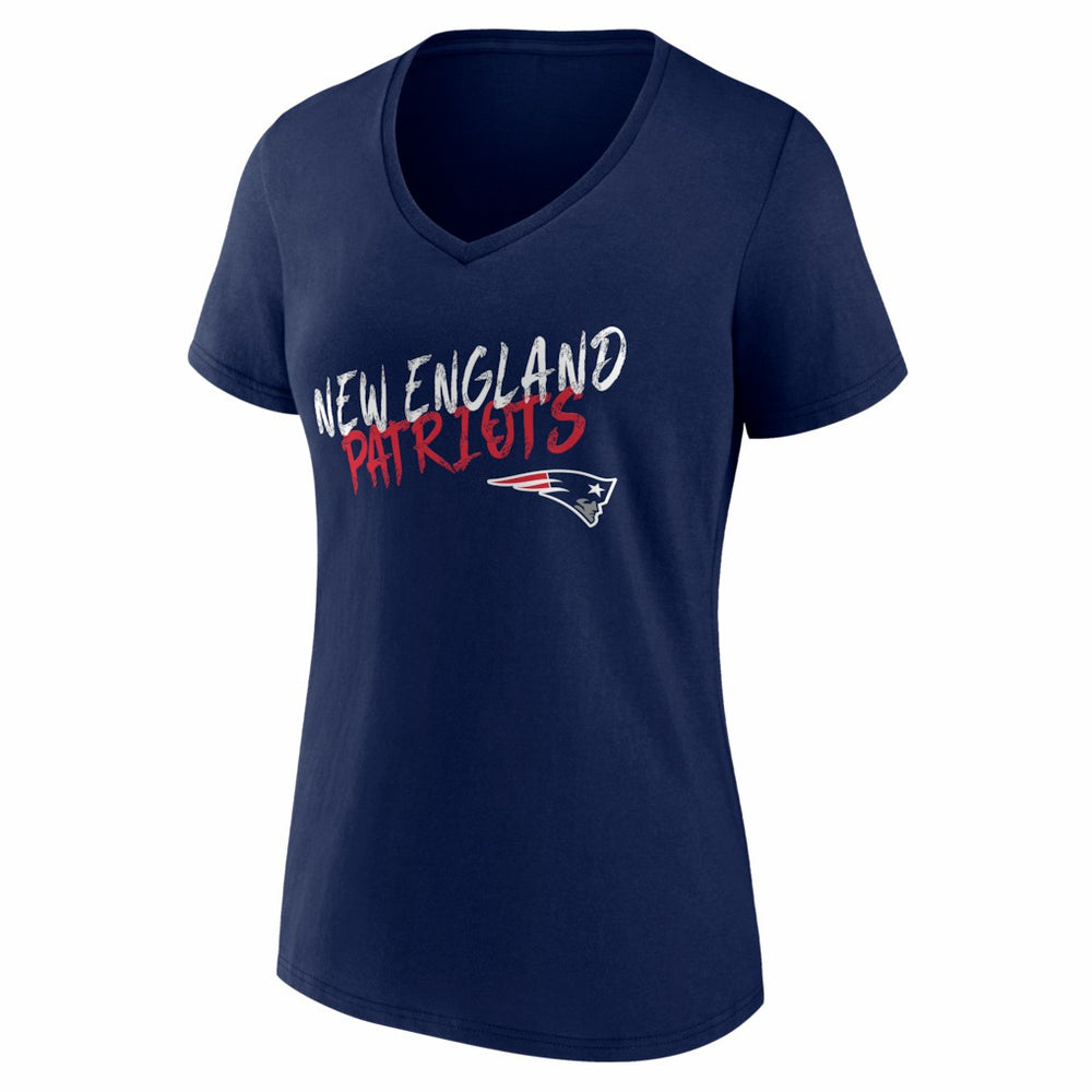 New England Patriots Women's Hustle Personalized Name & Number V-Neck T-Shirt Navy | NFL
