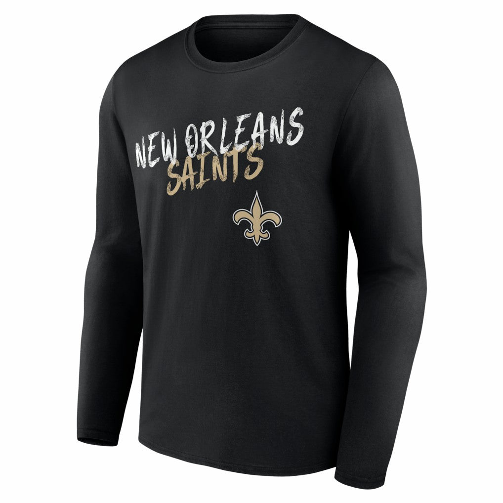 New Orleans Saints Hustle Personalized Name & Number Long Sleeve T-Shirt Black | NFL