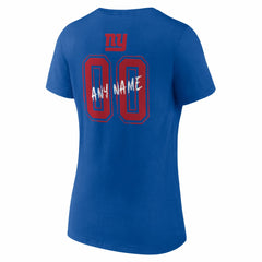 New York Giants Women's Hustle Personalized Name & Number V-Neck T-Shirt Royal | NFL