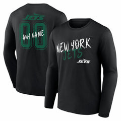 New York Jets Hustle Personalized Name & Number Long Sleeve T-Shirt Black | NFL
