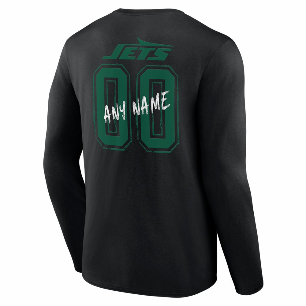 New York Jets Hustle Personalized Name & Number Long Sleeve T-Shirt Black | NFL