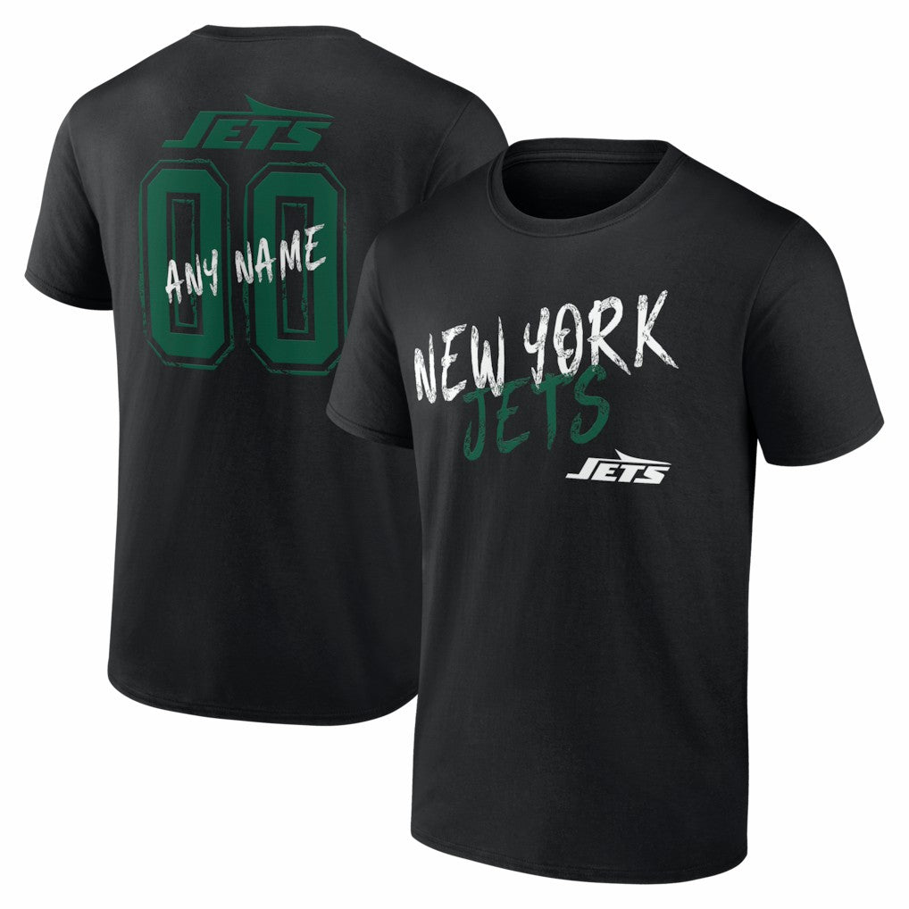 New York Jets Hustle Personalized Name & Number T-Shirt Black | NFL