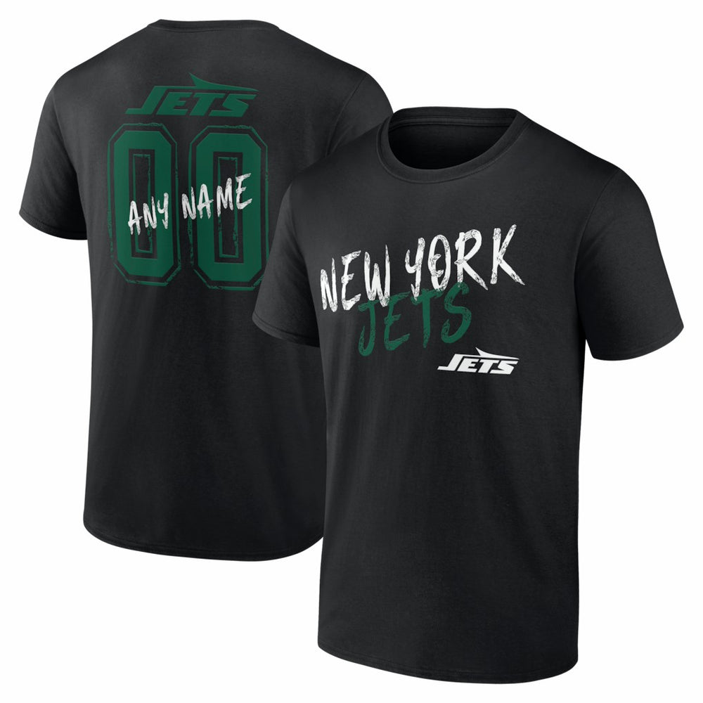New York Jets Hustle Personalized Name & Number T-Shirt Black | NFL
