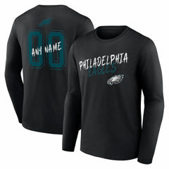 Philadelphia Eagles Hustle Personalized Name & Number Long Sleeve T-Shirt Black | NFL
