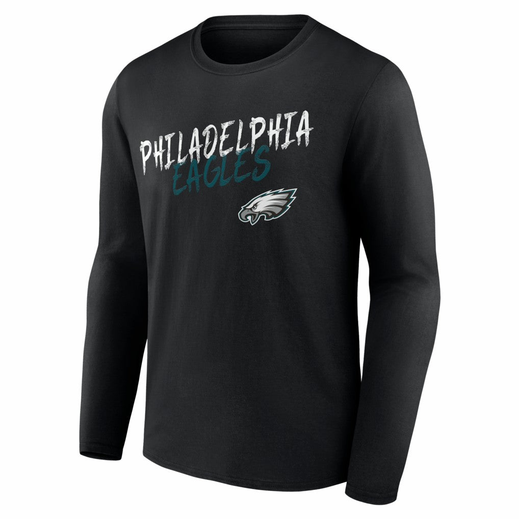 Philadelphia Eagles Hustle Personalized Name & Number Long Sleeve T-Shirt Black | NFL