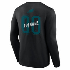 Philadelphia Eagles Hustle Personalized Name & Number Long Sleeve T-Shirt Black | NFL