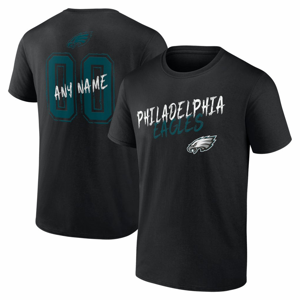 Philadelphia Eagles Hustle Personalized Name & Number T-Shirt Black | NFL