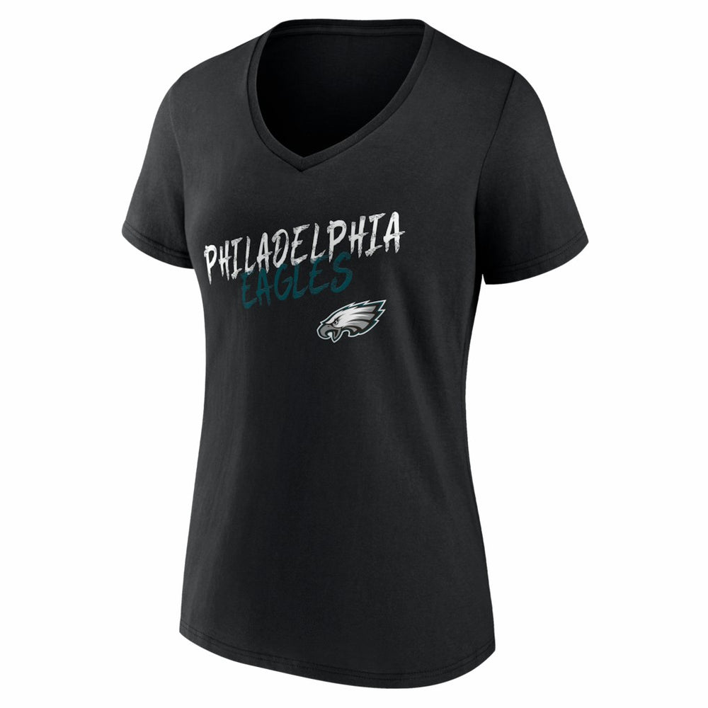 Philadelphia Eagles Women's Hustle Personalized Name & Number V-Neck T-Shirt Black | NFL