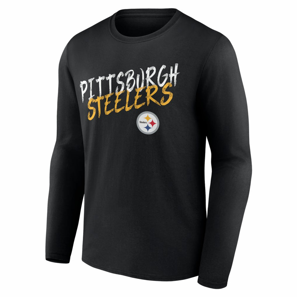 Pittsburgh Steelers Hustle Personalized Name & Number Long Sleeve T-Shirt Black | NFL