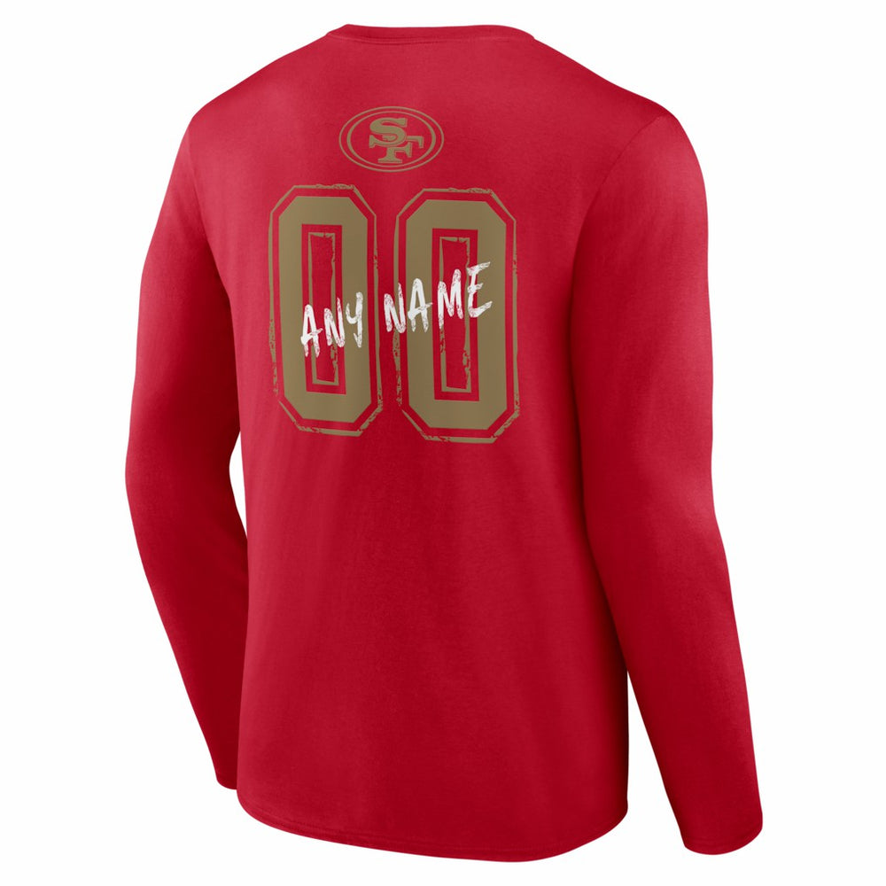 San Francisco 49ers Hustle Personalized Name & Number Long Sleeve T-Shirt Scarlet | NFL