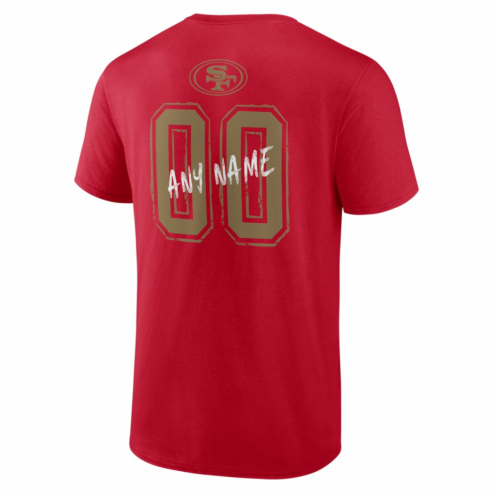 San Francisco 49ers Hustle Personalized Name & Number T-Shirt Scarlet | NFL