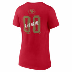 San Francisco 49ers Women's Hustle Personalized Name & Number V-Neck T-Shirt Scarlet | NFL