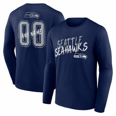 Seattle Seahawks Hustle Personalized Name & Number Long Sleeve T-Shirt College Navy | NFL