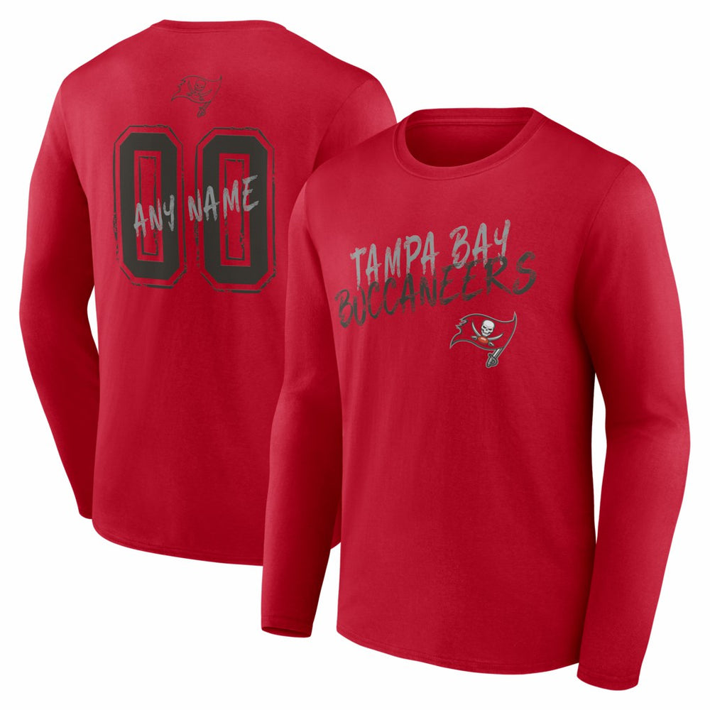 Tampa Bay Buccaneers Hustle Personalized Name & Number Long Sleeve T-Shirt Red | NFL
