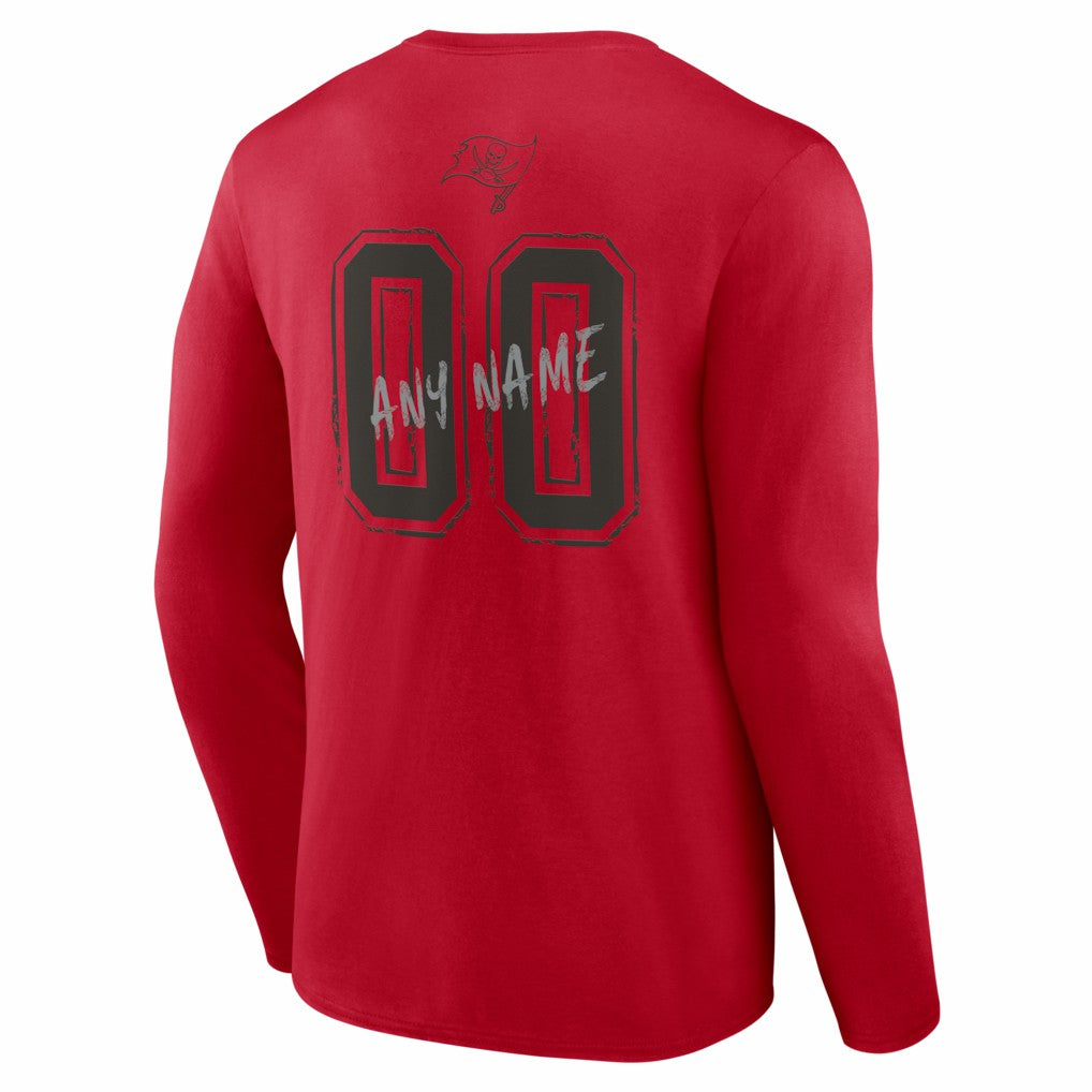 Tampa Bay Buccaneers Hustle Personalized Name & Number Long Sleeve T-Shirt Red | NFL