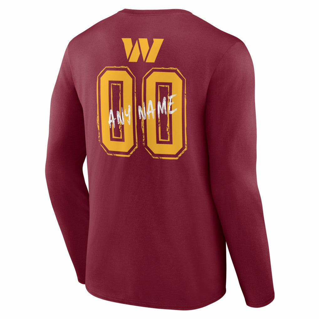 Washington Commanders Hustle Personalized Name & Number Long Sleeve T-Shirt Burgundy | NFL