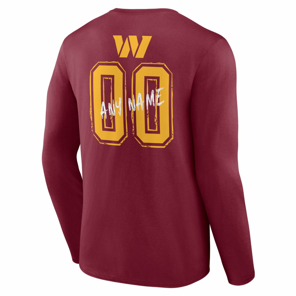 Washington Commanders Hustle Personalized Name & Number Long Sleeve T-Shirt Burgundy | NFL