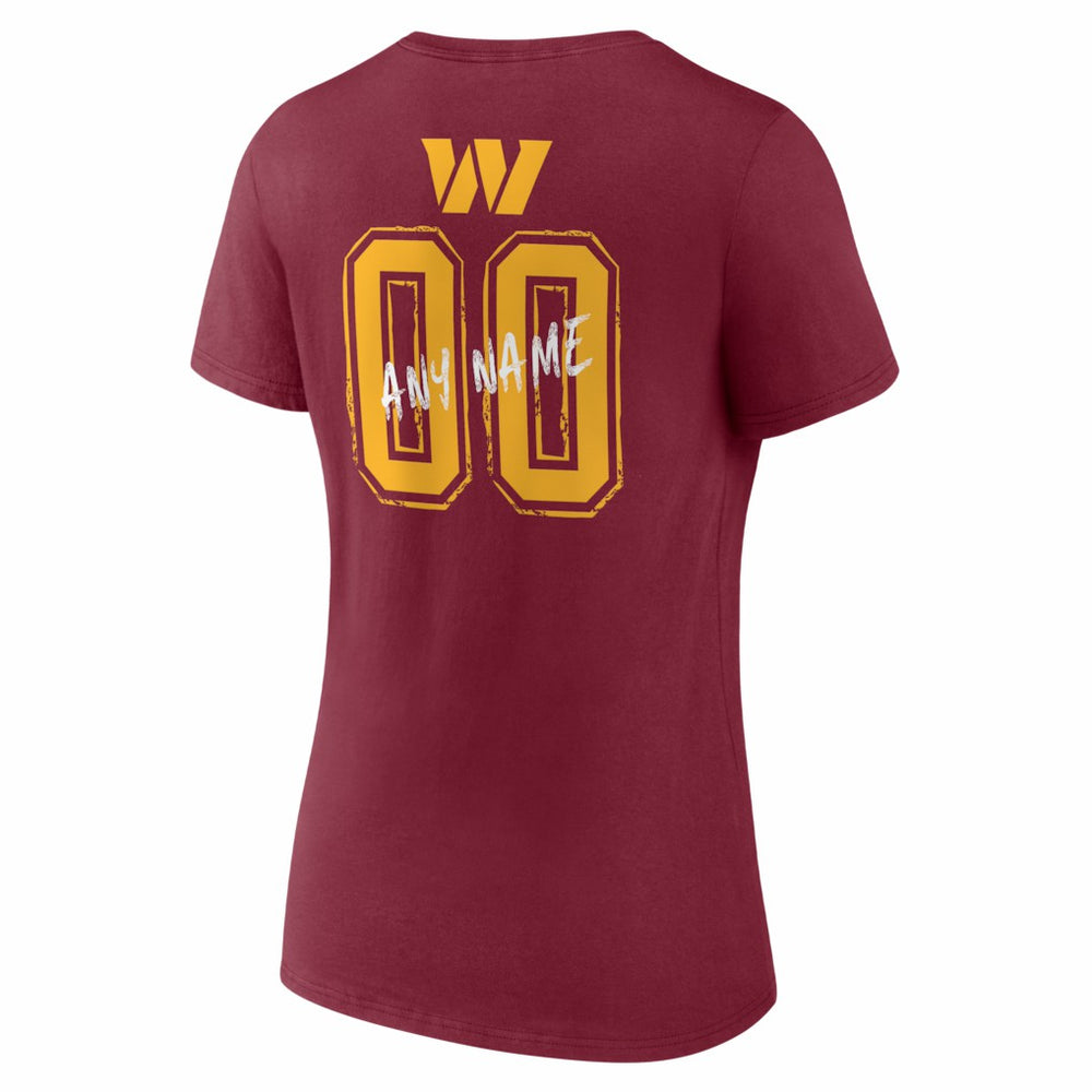 Washington Commanders Women's Hustle Personalized Name & Number V-Neck T-Shirt Burgundy | NFL