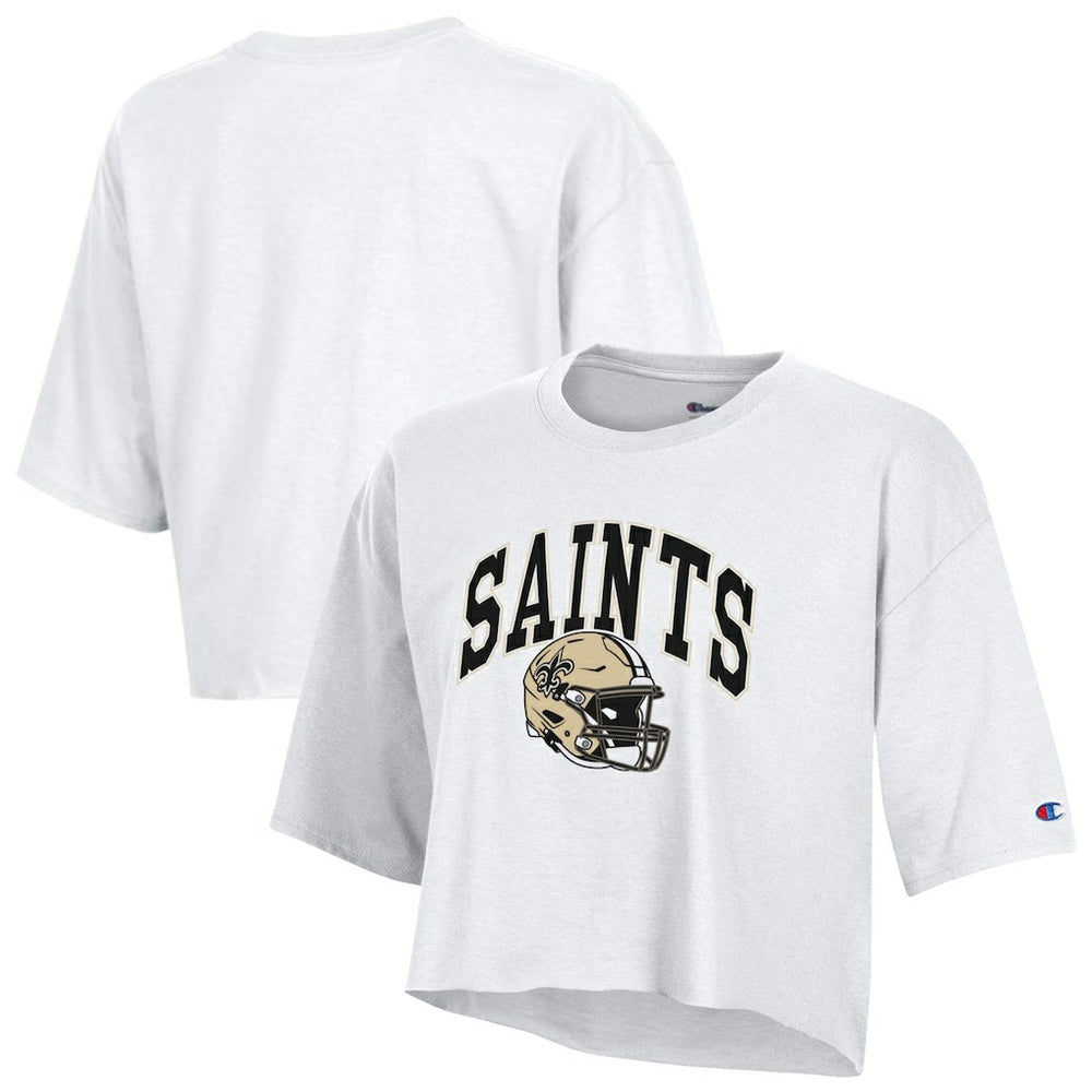 New Orleans Saints Champion Women's Boyfriend Cropped T-Shirt White | NFL