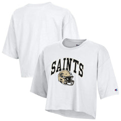 New Orleans Saints Champion Women's Boyfriend Cropped T-Shirt White | NFL