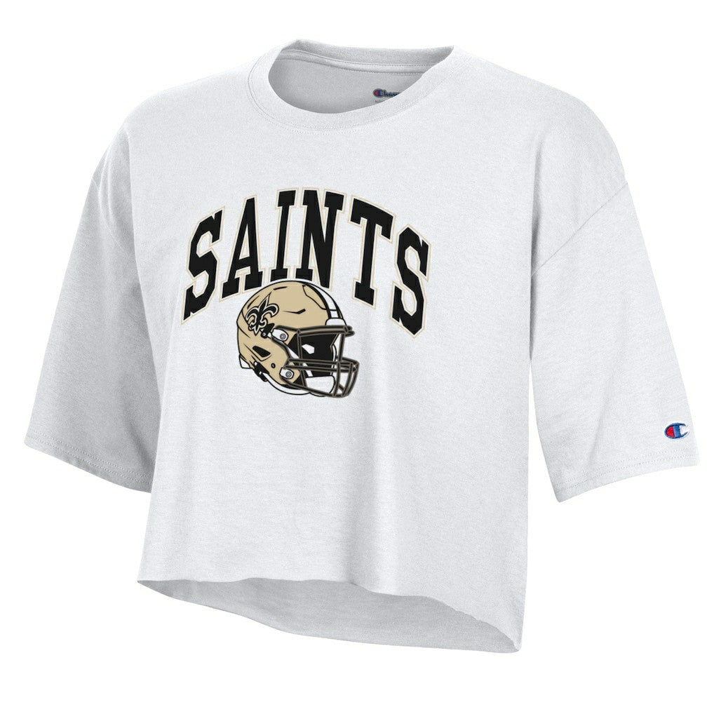 New Orleans Saints Champion Women's Boyfriend Cropped T-Shirt White | NFL