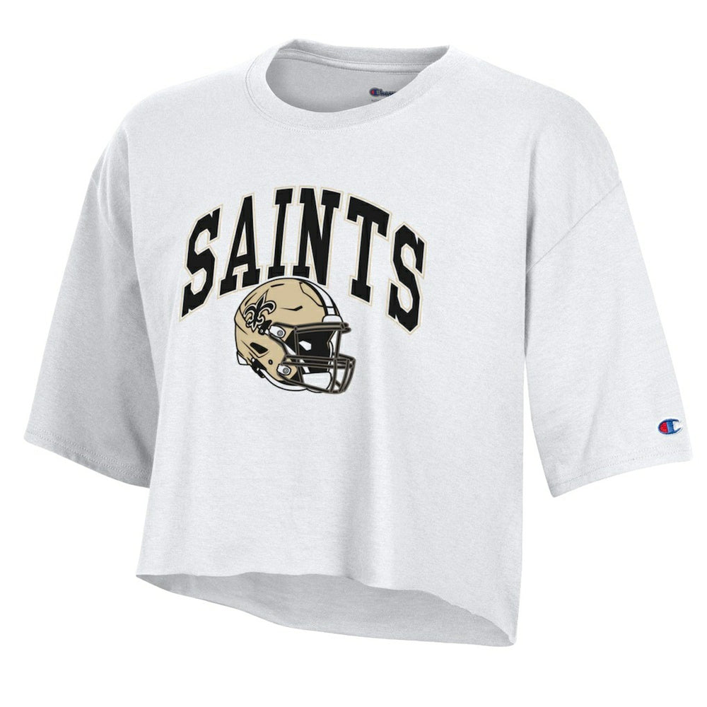 New Orleans Saints Champion Women's Boyfriend Cropped T-Shirt White | NFL