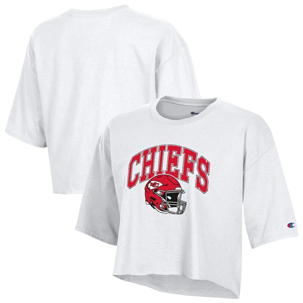 Kansas City Chiefs Champion Women's Boyfriend Cropped T-Shirt White | NFL