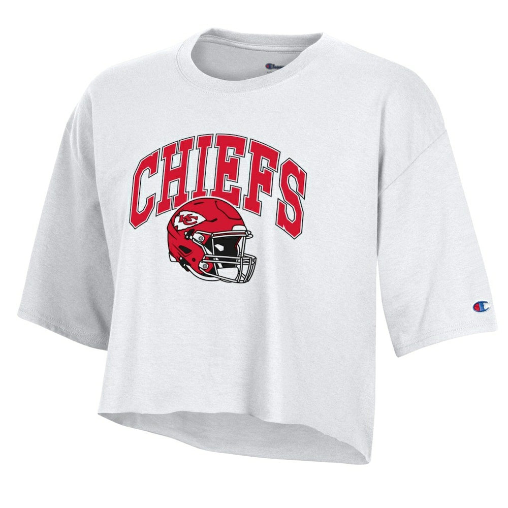 Kansas City Chiefs Champion Women's Boyfriend Cropped T-Shirt White | NFL