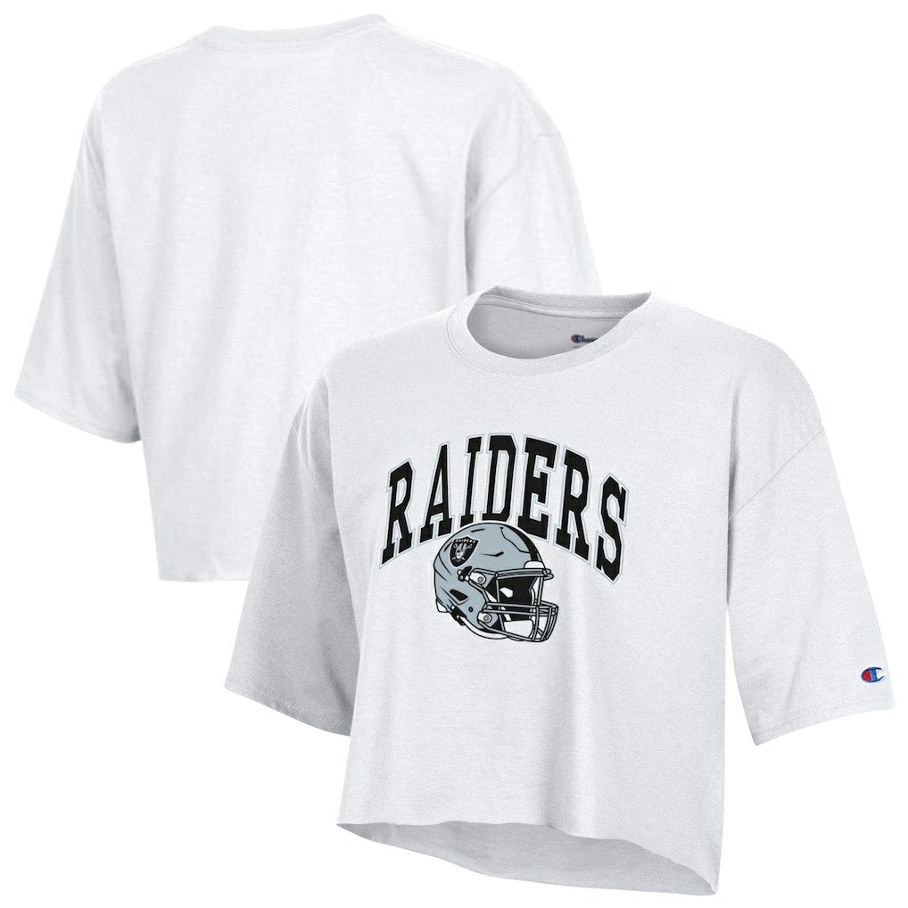 Las Vegas Raiders Champion Women's Boyfriend Cropped T-Shirt White | NFL