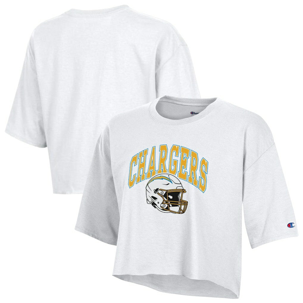 Los Angeles Chargers Champion Women's Boyfriend Cropped T-Shirt White | NFL